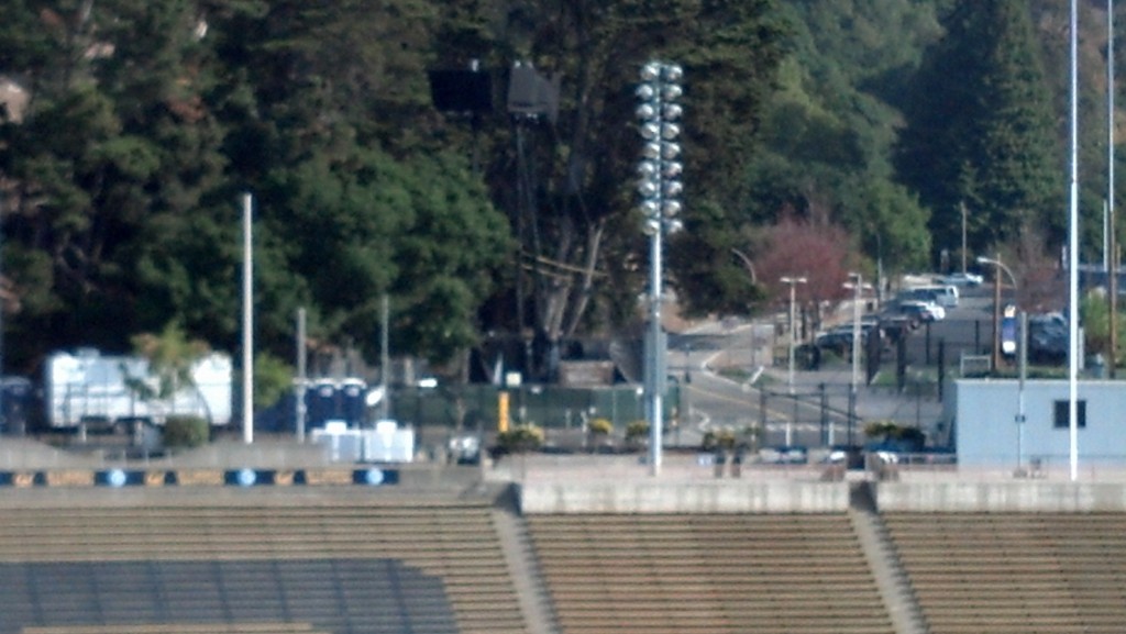 Another COW deployment, the fuzzy black things behind the stadium wall