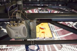 An Aruba AP inside the Moda Center