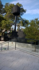 One of the COWs (cell on wheels) installed outside Memorial's front gates