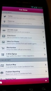 Fan Zone page of Niners stadium app. 