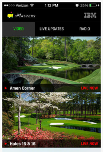Screen shot of The Masters iPhone app. Credit: The Masters
