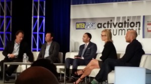 Niners president Paraag Marathe (center) at Intersport Activation Summit panel.