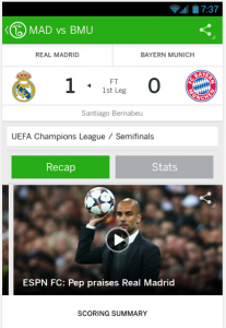 Another screen shot of the ESPN FC app. Do you have World Cup Fever yet?