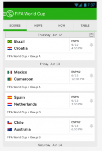 Screen shot of ESPN FC app