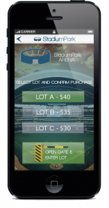 Screen shot of a potential StadiumPark app. Credit: StadiumPark.