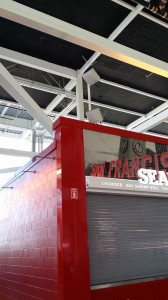 Two DAS antennas above a concession stand