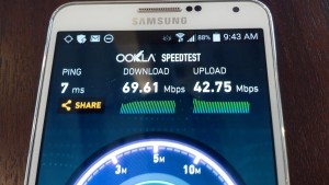 SpeedTest results from Wi-Fi network inside Levi's Stadium.