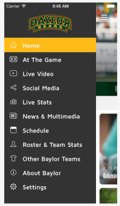 Screen shot of proposed Baylor app