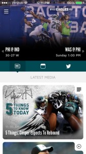 Screen shot of Eagles' stadium app