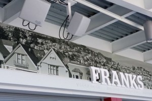 Franks and DAS: DGP DAS antennas above food station at Levi's Stadium. Photo credit: Paul Kapustka, MSR