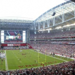 Stadium with roof open