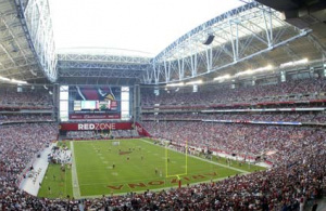 Stadium with roof open