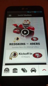 Midseason version of Levi's Stadium app, with clearer icons on main screen