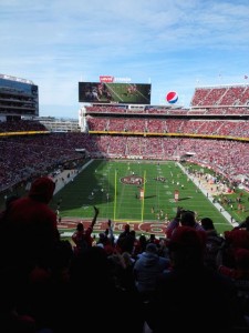 Kickoff view from Section 229. Thanks to the Niners for the free media access.