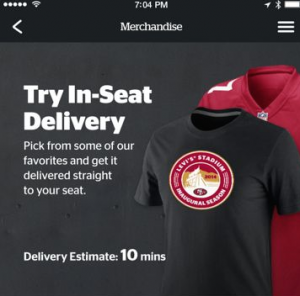 Screen shot from VenueNext's Levi's Stadium app