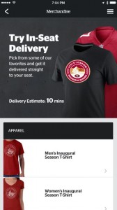 Screen shot of new merchandise ordering feature in Levi's Stadium app. Credit: VenueNext