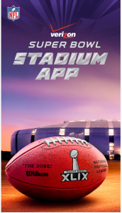 Screen shot of Super Bowl app for this year's game.