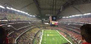 Inside AT&T Stadium at the College Football Championship game. Credit all photos: Paul Kapustka, MSR