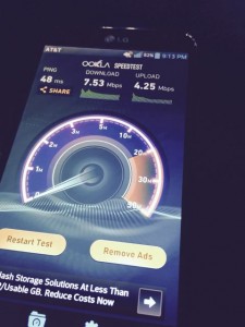 AT&T 4G LTE speedtest, from the top of the stadium
