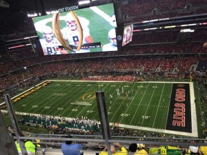 Inside AT&T Stadium at the College Football Playoff championship game. (Click on any photo for larger image) Credit all photos: Paul Kapustka, MSR