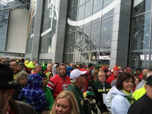 Fans freezing outside waiting for the CFP game to start