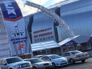 University of Phoenix Stadium before Super Bowl XLIX. Photo: Paul Kapustka, MSR (click on any photo for a larger image)