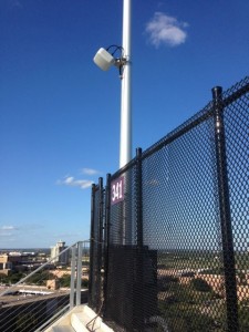 Antenna and zone gear box near top of stands