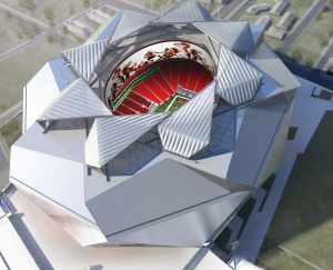 Artist's rendering of planned overhead view of new Atlanta NFL stadium