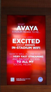 In-stadium message board touts the Wi-Fi