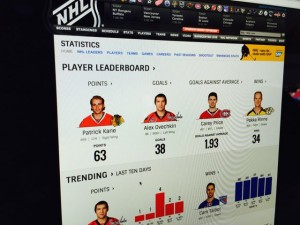 New NHL stats page showing player info