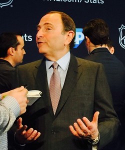 NHL Commissioner Gary Bettman, at Levi's Stadium press conference. Credit all photos: Paul Kapustka, MSR (click on any photo for a larger image).