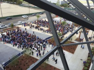 Fans waiting to get in, about a half hour before game time