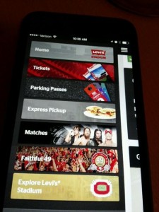 Screen shot of Levi's Stadium app with in-seat delivery option missing in action. Credit: Paul Kapustka, MSR