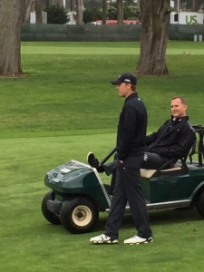 Masters champ Jordan Spieth relaxes during practice round.