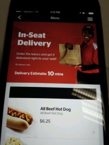 Screen shot from Levi's Stadium app showing active in-seat delivery option. 