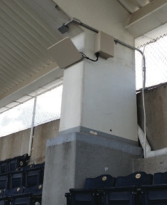 Wi-Fi antennas pointing down at Kauffman Stadium seating. Photo: MLB Photos