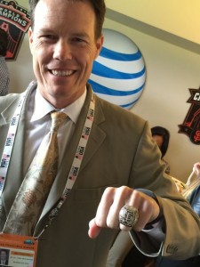 AT&T Park CIO Bill Schlough shows off his World Series bling.