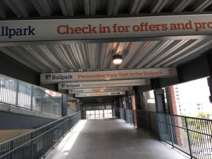 MLB app ads greet you as you walk up the stairs at AT&T Park