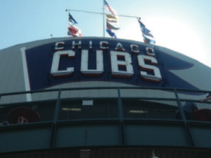 Back of the iconic Wrigley bleachers, circa 2014. Photo: Paul Kapustka, MSR