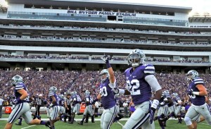 The WIldcats take the field at Bill Snyder Family Stadium.