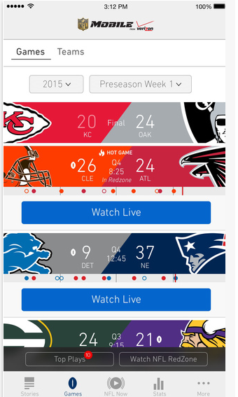 Verizon Makes Live Nfl Action Via Nfl Mobile Free To All Customers Redzone Still 1 99 A Month