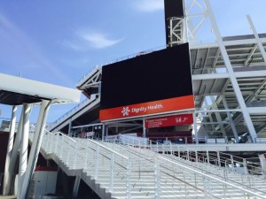 New outward-facing TV screen at Dignity Health gate