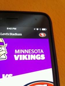 Levi's Stadium app showing direct link to 49ers team app. All photos: Paul Kapustka, MSR (click on any photo for a larger image)