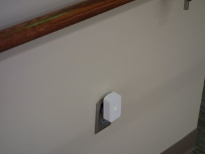 An Aruba Sensor "in the wild" at the University of Oklahoma library, part of a test deployment of the new hardware. Photo: Aruba (click on any photo for a larger image)