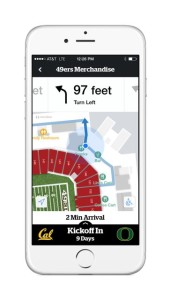 Screenshot of wayfinding features in Levi's Stadium app. Photo: Aruba
