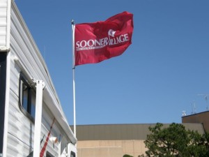 Flag flying over SooneRVillage lot. All photos: University of Oklahoma (click on any photo for a larger image)