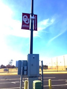 RV lot light pole with Wi-FI gear