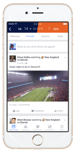 Facebook screen shot of new 'Facebook Sports Stadium' service
