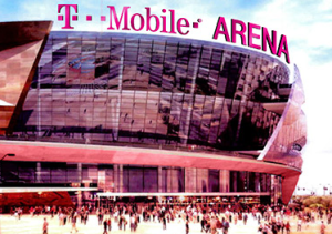 Artist rendering of T-Mobile name across top of new Las Vegas Arena.