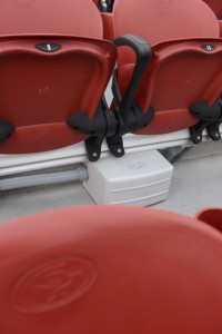 Close-up of under-seat DAS antenna system. Photo: Verizon Wireless